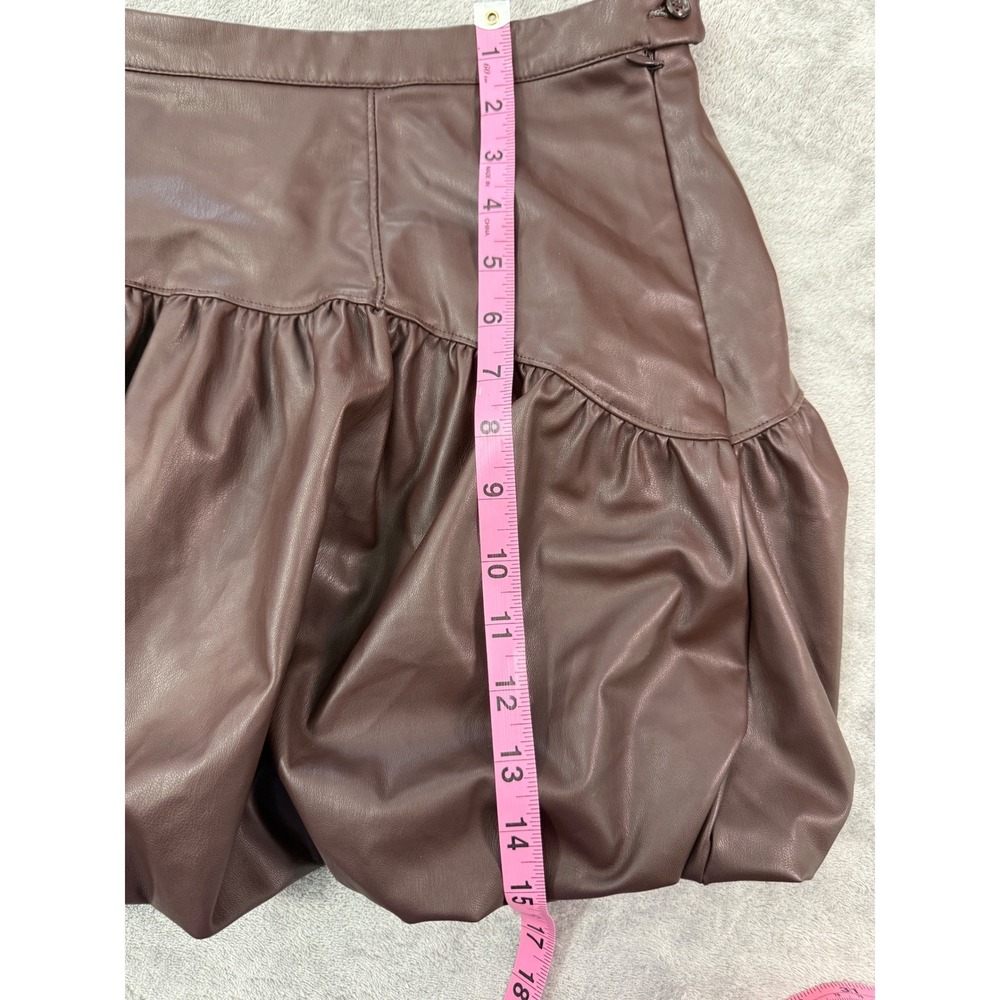 Faux Leather Bubble Mini Skirt - Size Medium - Picture 4 of 6